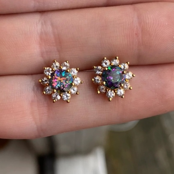 Solid 10k gold mystic topaz earrings-firm price no offers - Picture 8 of 12